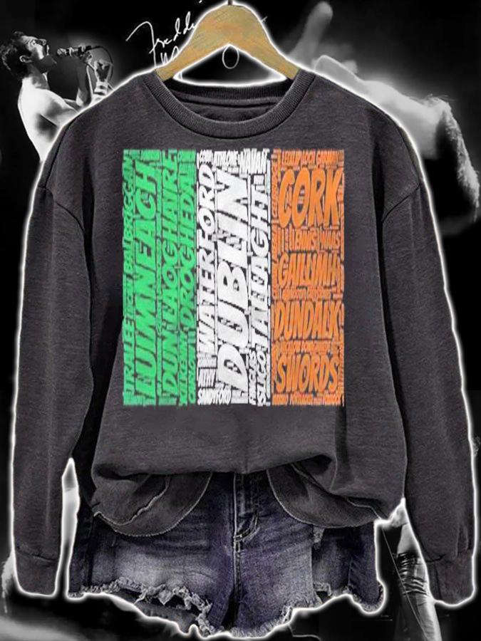 Ireland Flag With Irish City Names Word Art Shirt sweatshirt