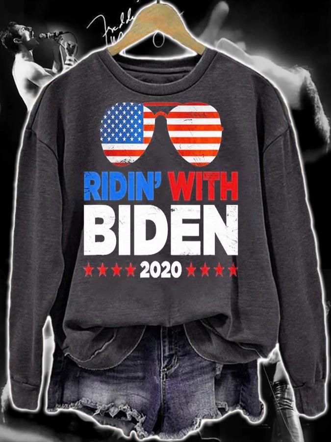 Joe Biden Ridin With Biden 2020 Glasses USA Flag T-Shirt sweatshirt
