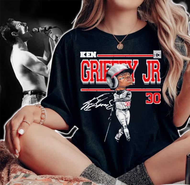 Ken Griffey Jr. Cincinnati Cartoon Baseball Signatures Shirt