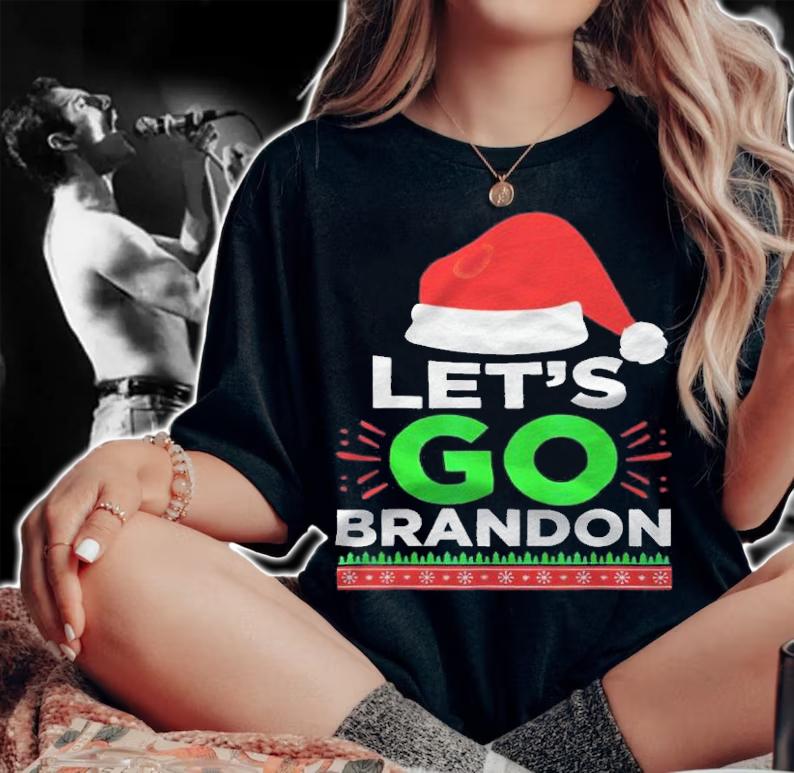 Santa hat Xmas let's go Brandon Merry Christmas T-shirt