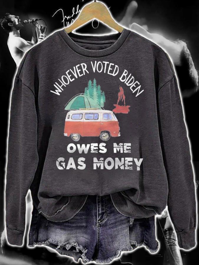 Whoever Voted Biden Owes Me Gas Money Funny Camper Life T-Shirt