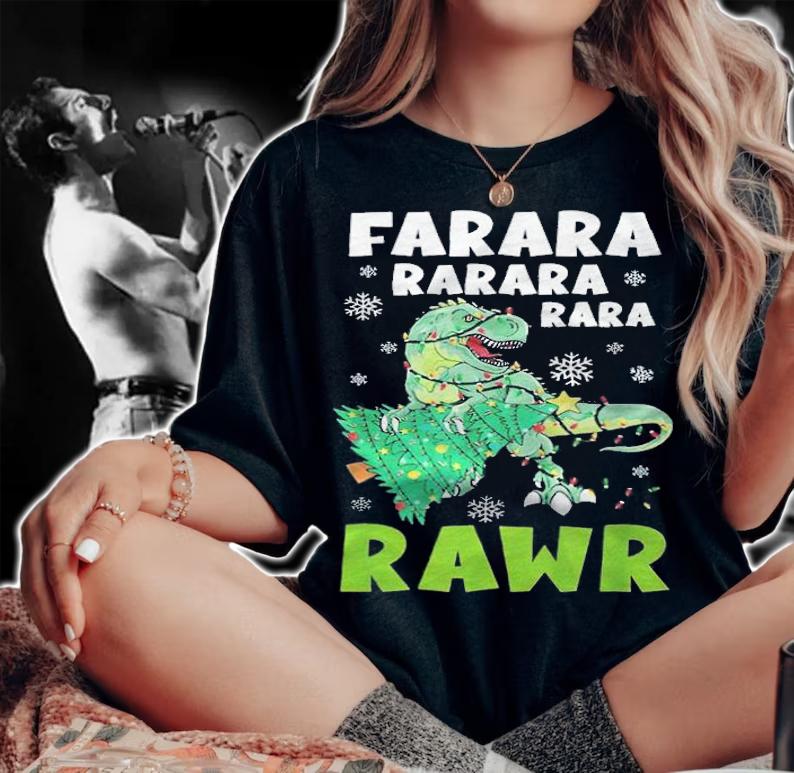 Farara Rawr T-Rex Christmas T-shirt woman shirt