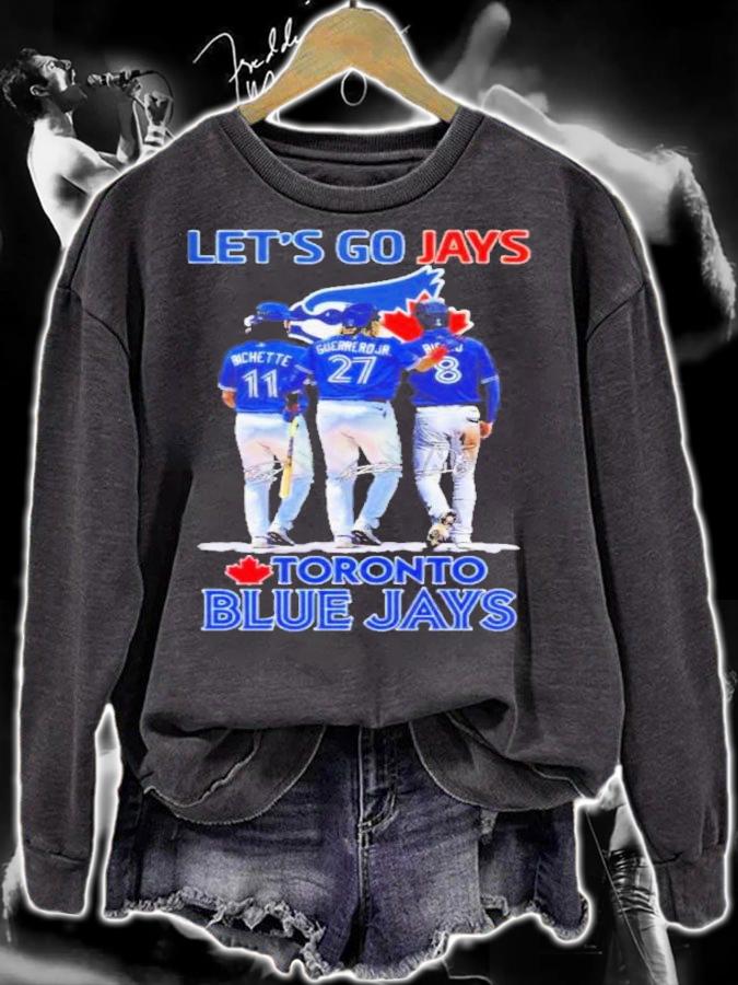 Toronto Blue Jays Bichette And Guerrero Jr And Cavan Biggio Let's Go Jays Signatures Shirt sweatshirt
