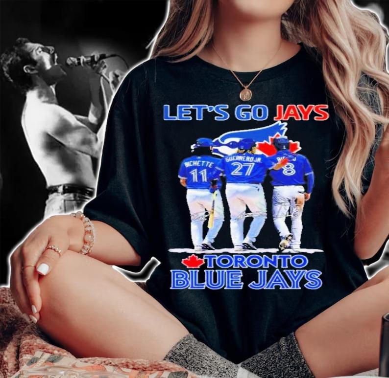 Toronto Blue Jays Bichette And Guerrero Jr And Cavan Biggio Let's Go Jays Signatures Shirt woman shirt