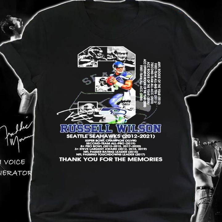 3 Russell Wilson Seattle Seahawks 2012 2021 signature t-shirt shirt