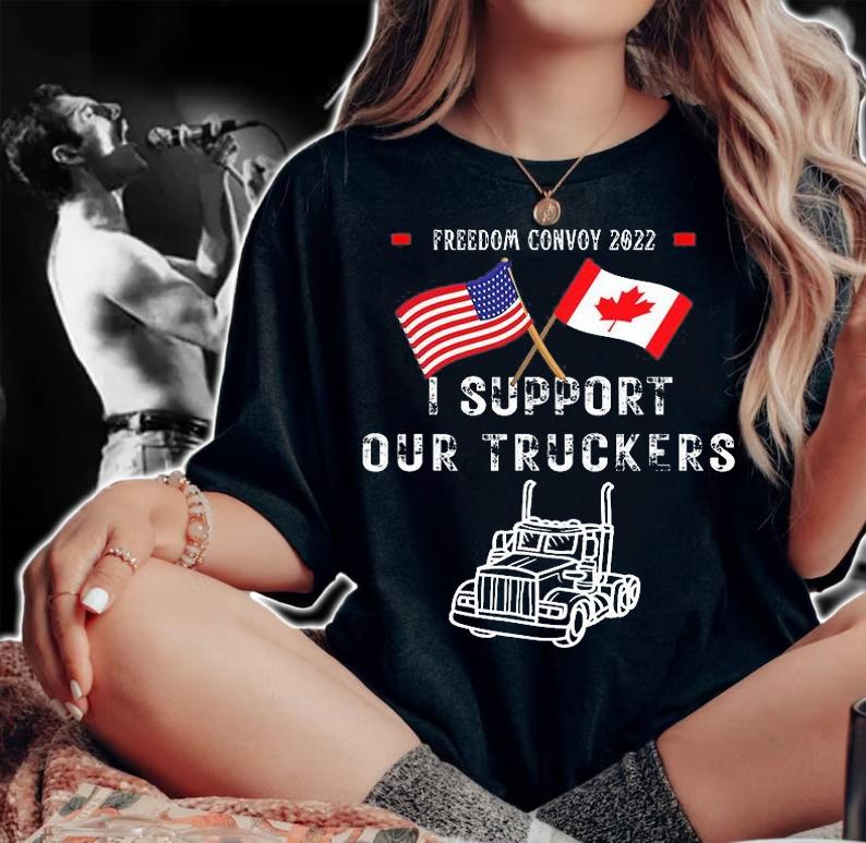 USA And Canada Supports Our Truckers T-Shirt woman shirt