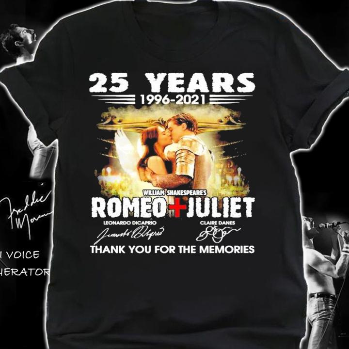25 years 1996-2021 William Shakespeare's Romeo Juliet signatures t-shirt shirt