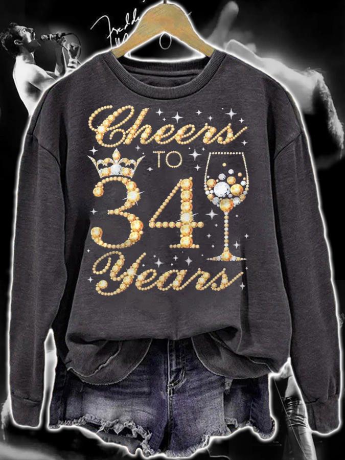 Cheers To 34 Years 34Th Queens Birthday 34 Years Old Shirt sweatshirt