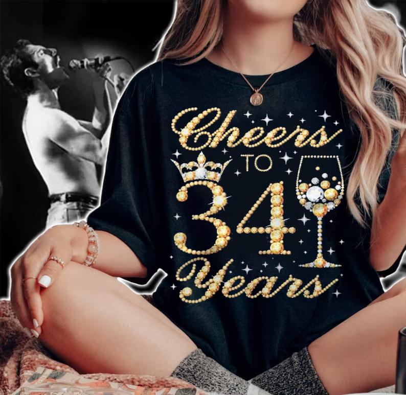 Cheers To 34 Years 34Th Queens Birthday 34 Years Old Shirt woman shirt