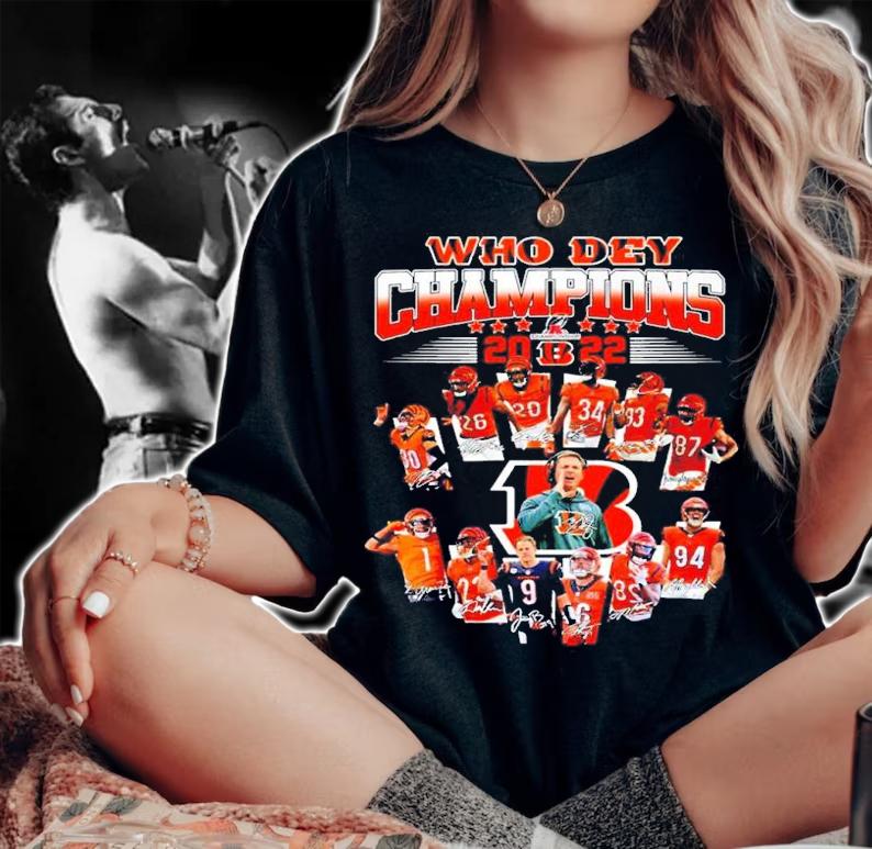 Cincinnati Bengals Who Dey Champion 2022 Signatures Shirt woman shirt