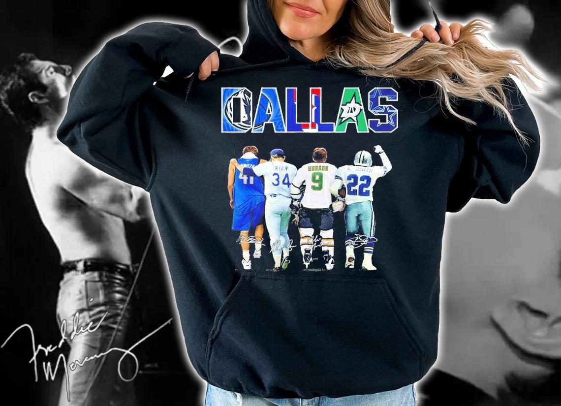 Dallas Dirk Nowitzki Nolan Ryan Mike Modano Emmitt Smith Signatures T-Shirt hoodie