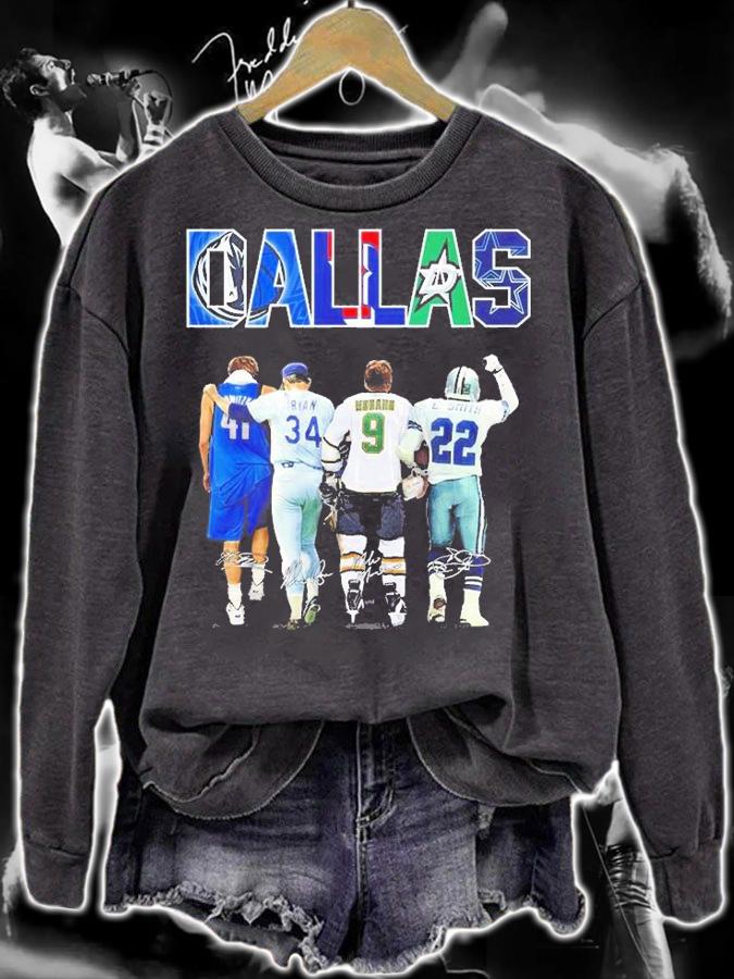Dallas Dirk Nowitzki Nolan Ryan Mike Modano Emmitt Smith Signatures T-Shirt sweatshirt