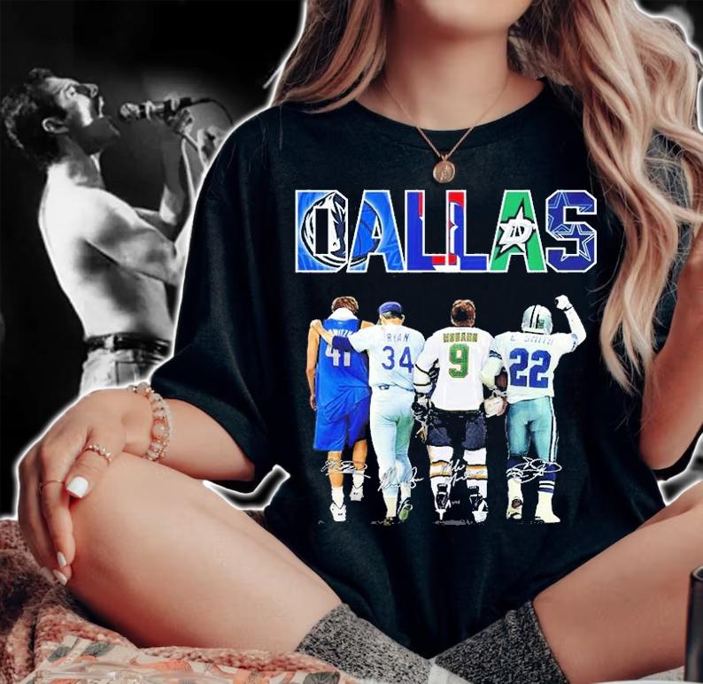 Dallas Dirk Nowitzki Nolan Ryan Mike Modano Emmitt Smith Signatures T-Shirt woman shirt