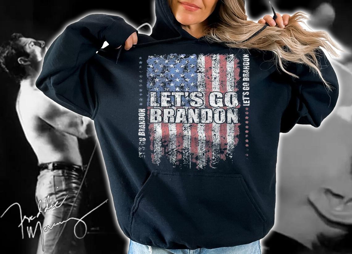 F Joe Biden let's Go Brandon Conservative Anti Liberal USA Grunge Flag T-Shirt hoodie
