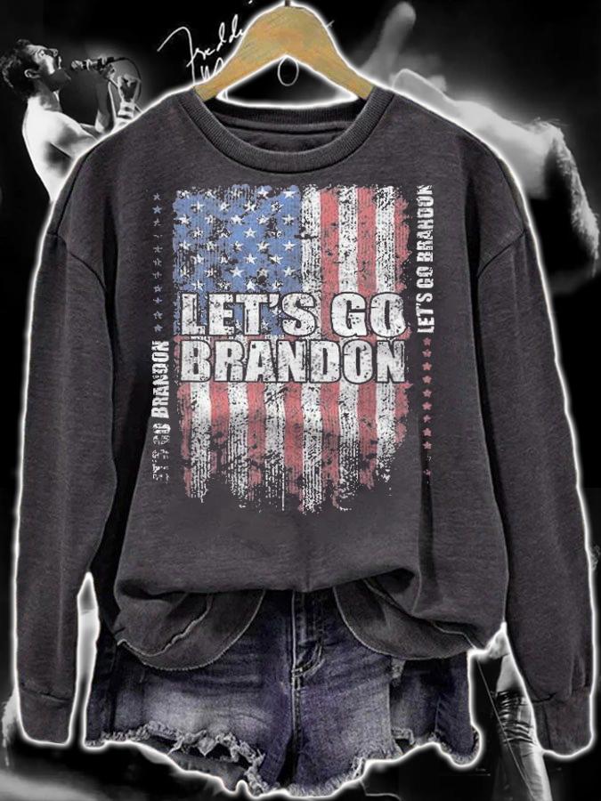 F Joe Biden let's Go Brandon Conservative Anti Liberal USA Grunge Flag T-Shirt sweatshirt