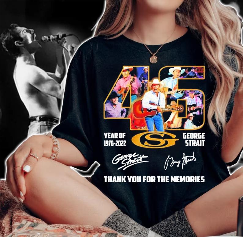 George Strait 46 Year Of 1976-2022 Signatures Thank You For The Memories Shirt woman shirt