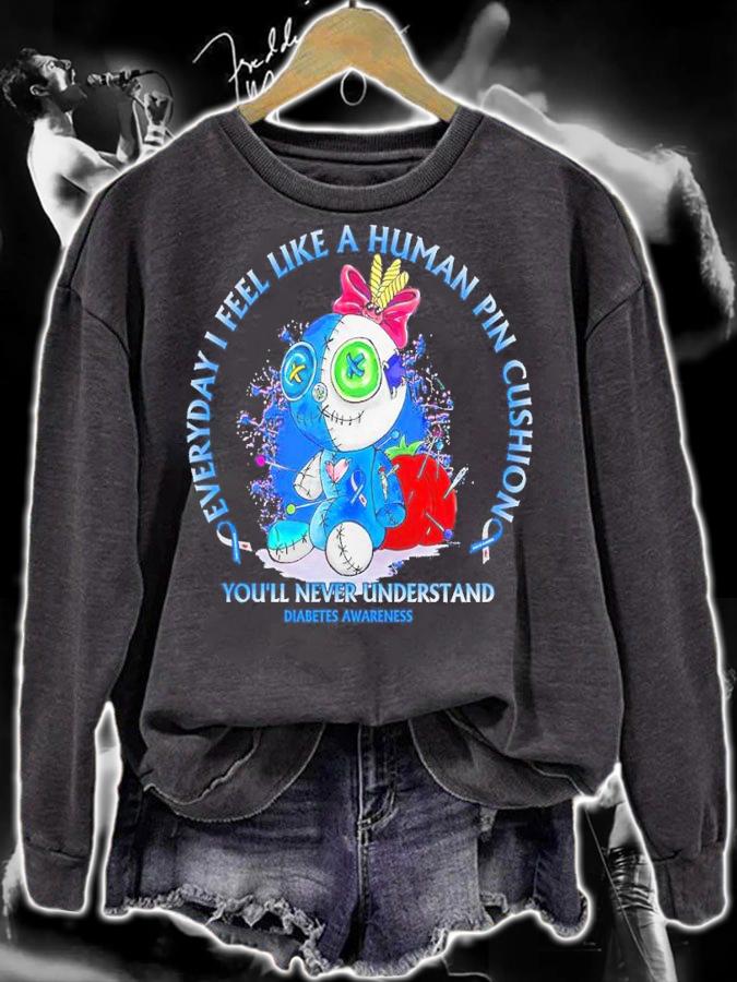 Voodoo Doll Everyday I feel like a human pincushion youll never understand diabetes awareness shirt sweatshirt