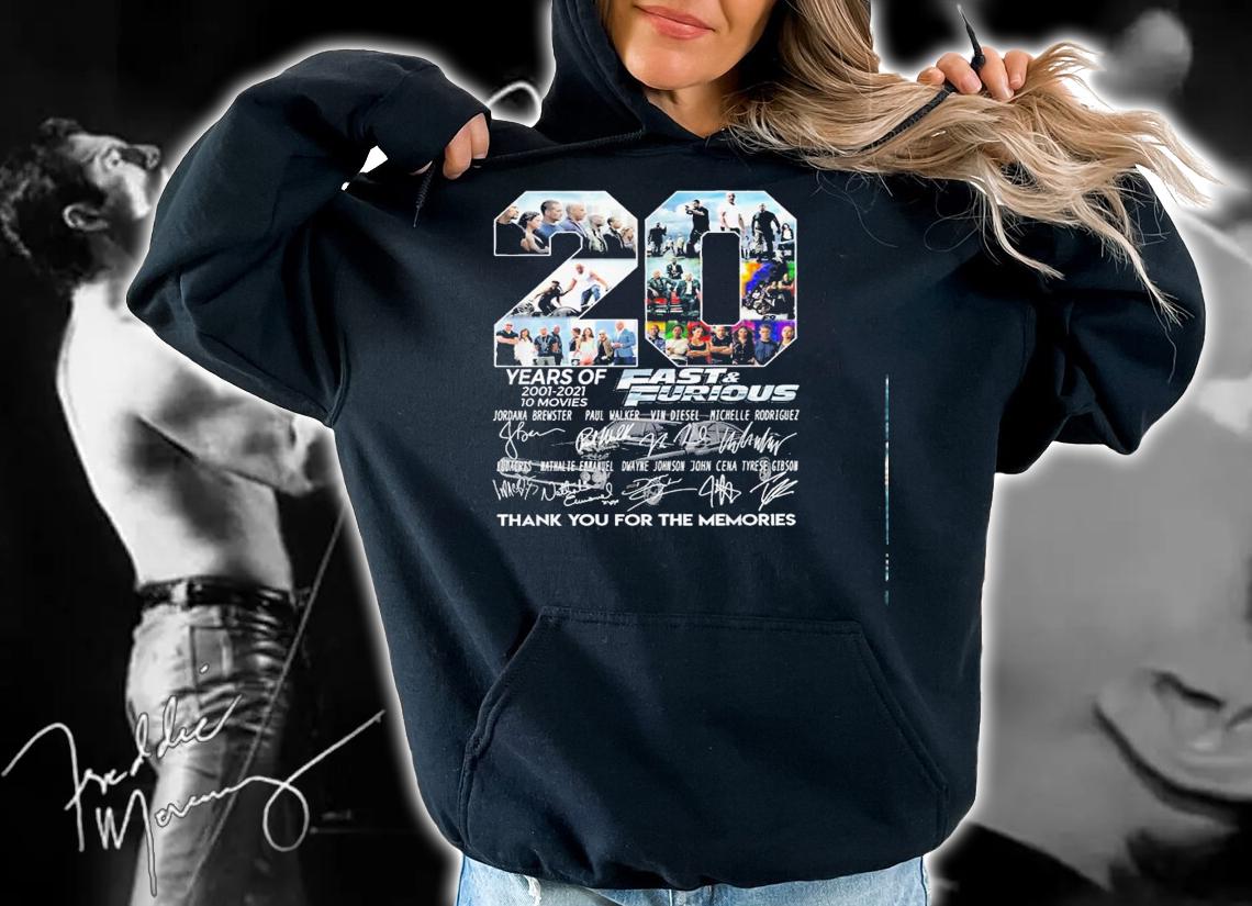20 Years Of Fast And Furious 2001 2021 10 Movies Thank You For The Memories Shirt.Jpg