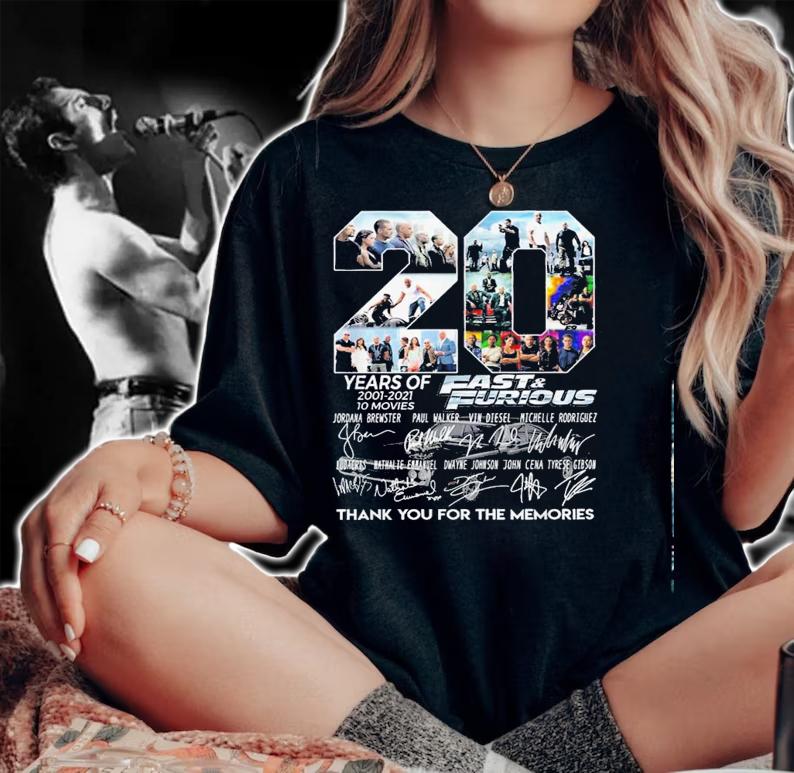 20 Years Of Fast And Furious 2001 2021 10 Movies Thank You For The Memories Shirt.Jpg