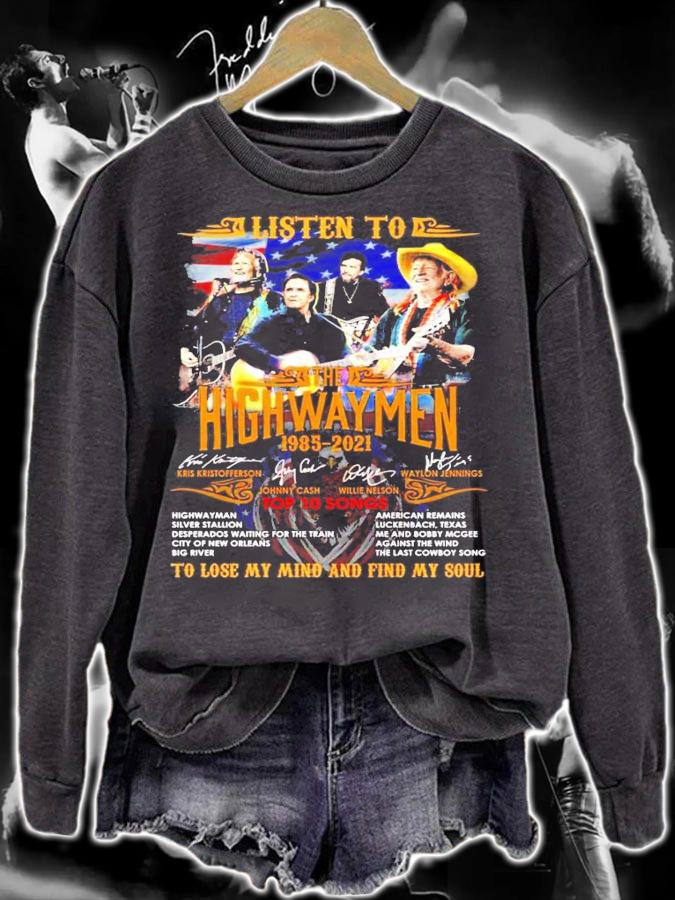 Listen to the Highwaymen 2985-2021 top 10 songs signatures t-shirt sweatshirt