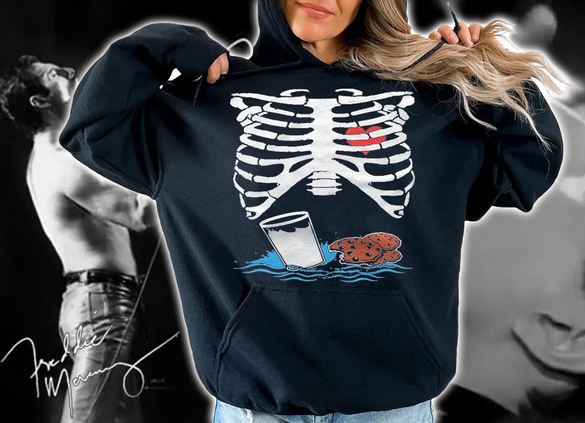 Milk And Cookies Ribcage Skeleton Halloween Costume Shirt hoodie