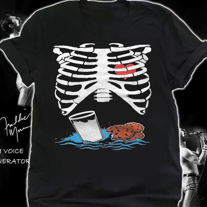 Milk And Cookies Ribcage Skeleton Halloween Costume Shirt shirt