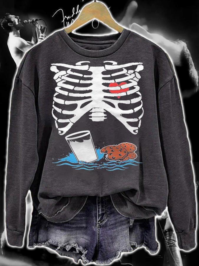 Milk And Cookies Ribcage Skeleton Halloween Costume Shirt sweatshirt