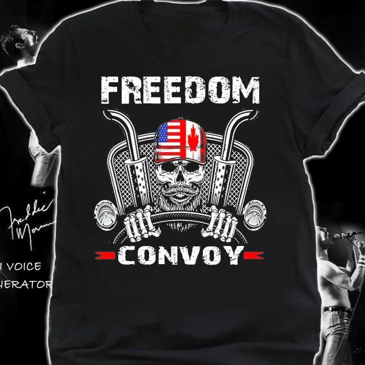 Skull Canada Freedom Convoy 2022 Support Canadian Truckers T-Shirt