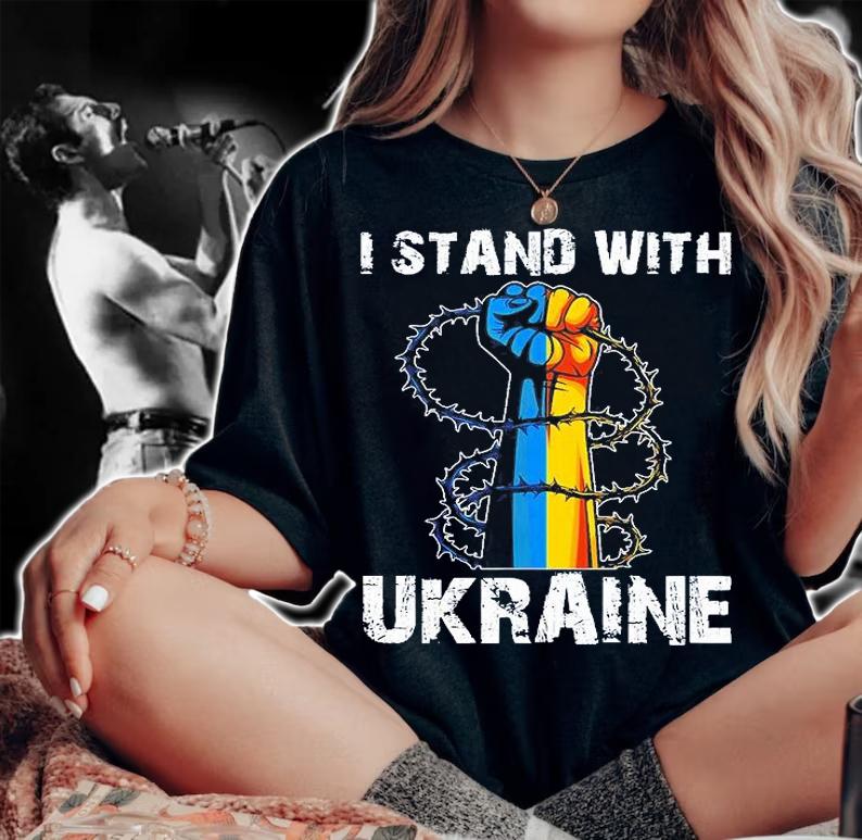 Support Ukraine I Stand With Flag Patriot Peace Love Ukraine T-Shirt