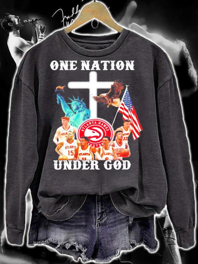 Atlanta Hawks basketball one nation under god t-shirt sweatshirt