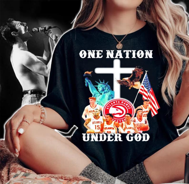 Atlanta Hawks basketball one nation under god t-shirt woman shirt