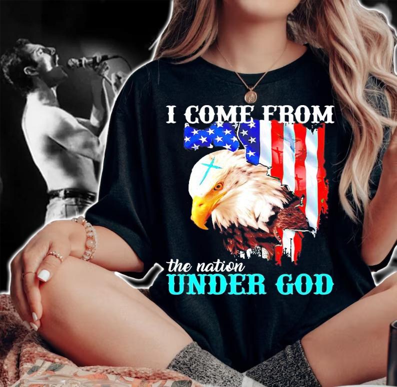 Eagle American flag I come from the nation under god shirt woman shirt