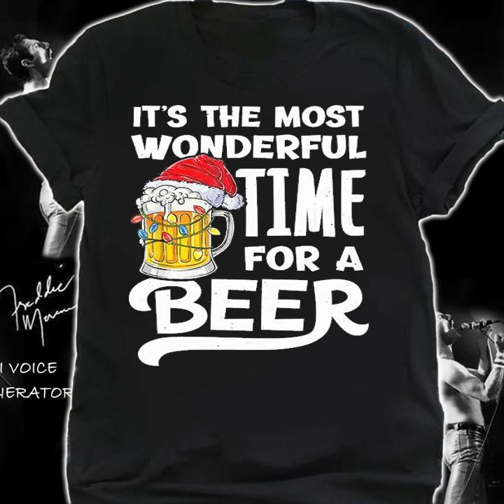 It's The Most Wonderful Time For A Beer Christmas Santa Hat T-Shirt shirt