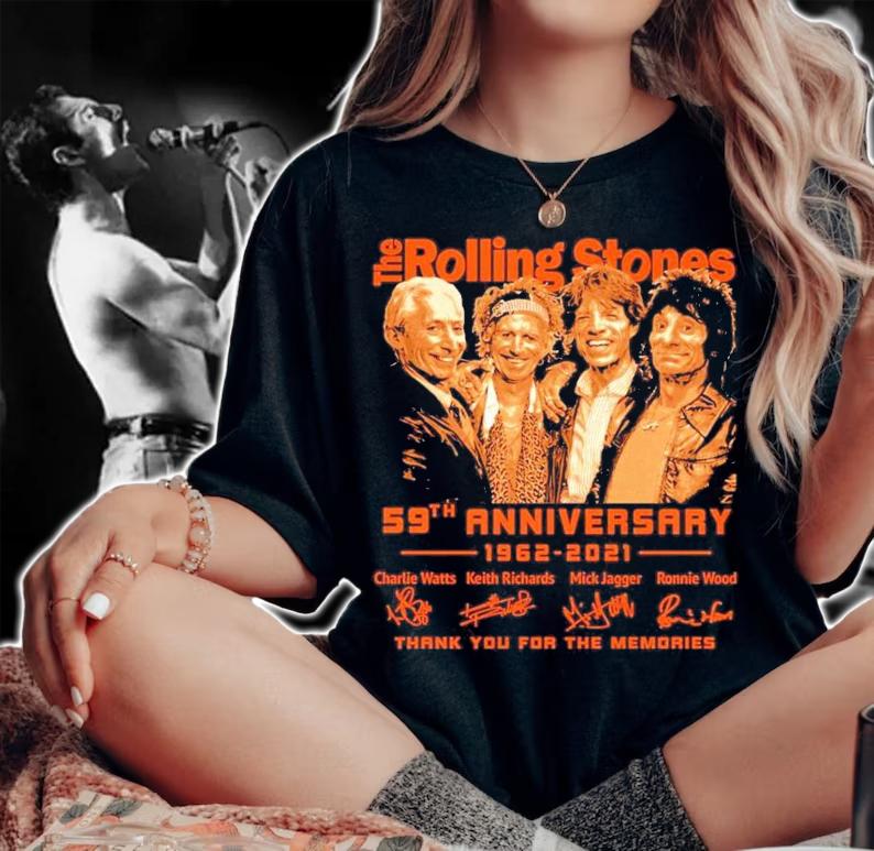 The Rolling Stones 59th anniversary 1962-2021 signatures shirt woman shirt