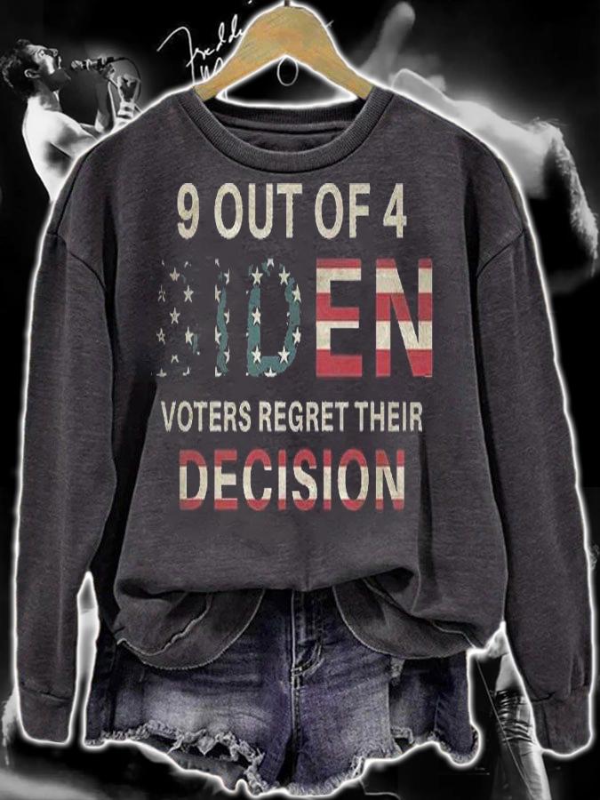 9 Out Of 4 Biden Voters Regret Their Decision USA Flag Vintage T-shirt