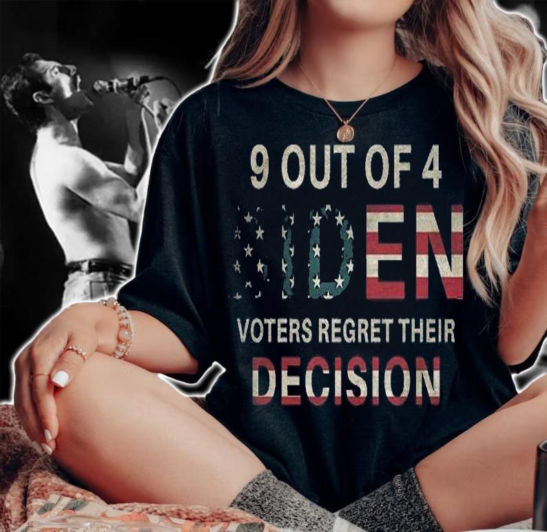 9 Out Of 4 Biden Voters Regret Their Decision USA Flag Vintage T-shirt