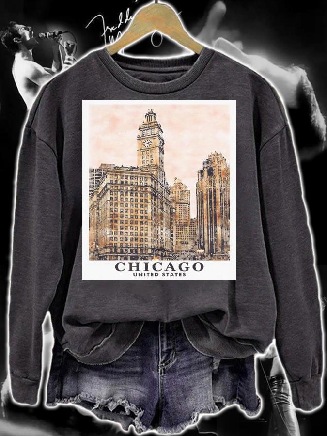 Chicago USA Travel Art Painting shirt sweatshirt