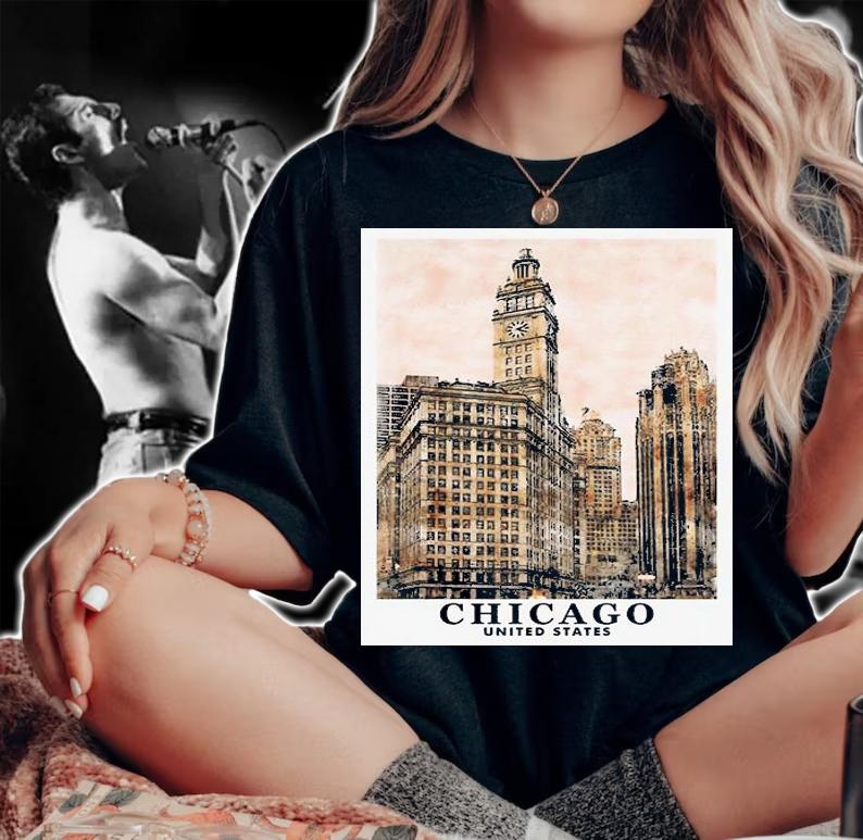 Chicago USA Travel Art Painting shirt woman shirt