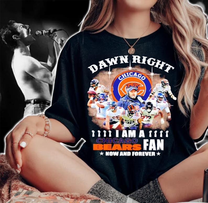 Damn Right I am a Chicago Bears fan now and forever signatures shirt