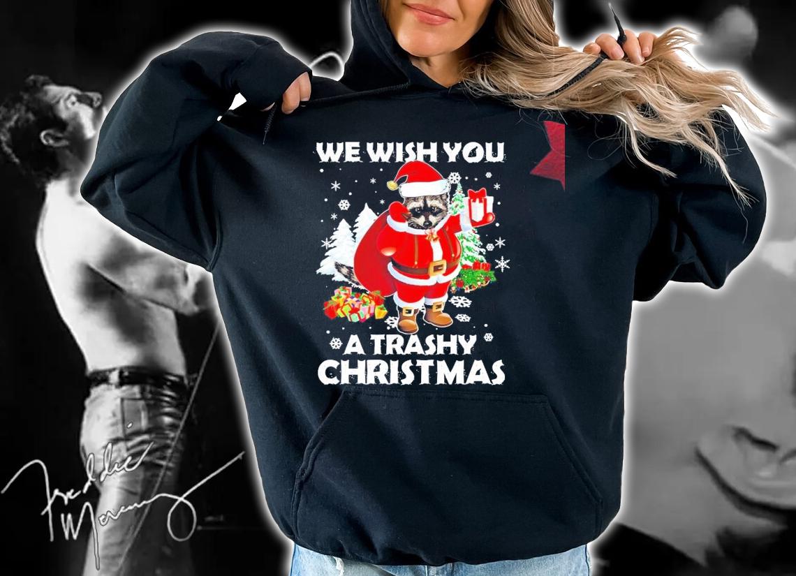 Raccoon we wish you a trashy Christmas shirt, sweater