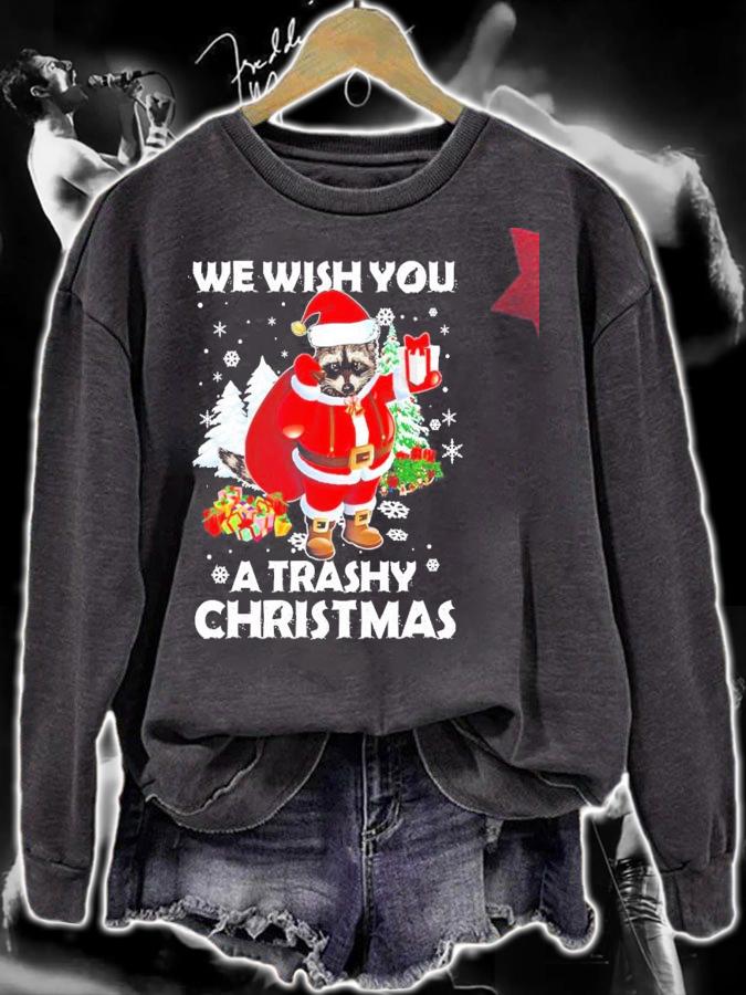 Raccoon we wish you a trashy Christmas shirt, sweater