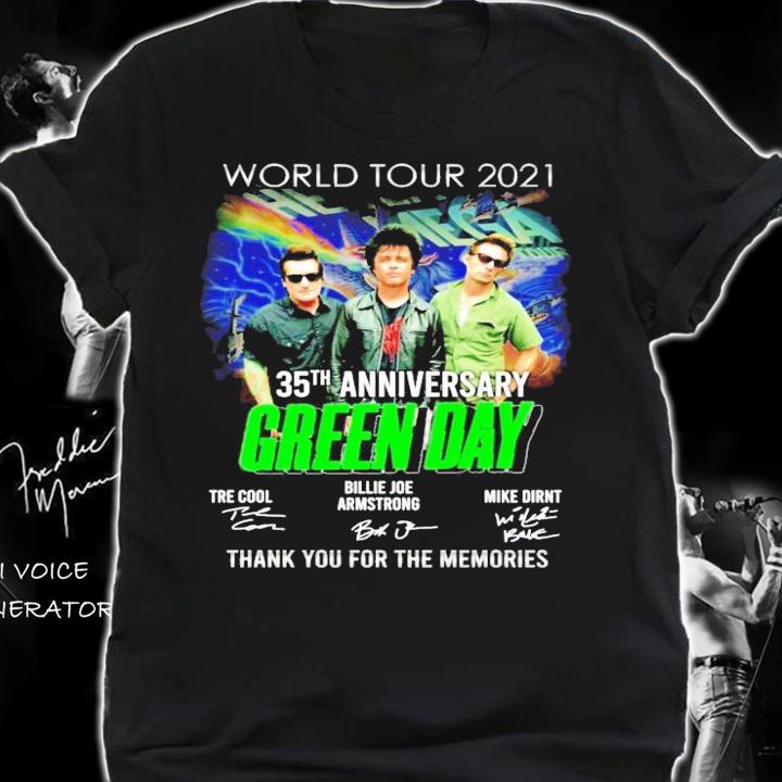 World tour 2021 35th anniversary Green Day anniversary signatures shirt shirt