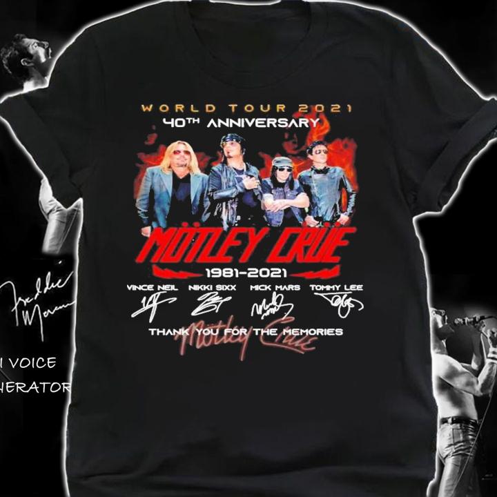 World Tour 2021 40th Anniversary Motley Crue 1981-2021 Signatures t-shirt