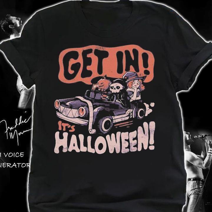 Get in its halloween pumpkin skull gift shirt