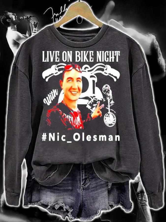 Live on bike night with #NicOlesman shirt