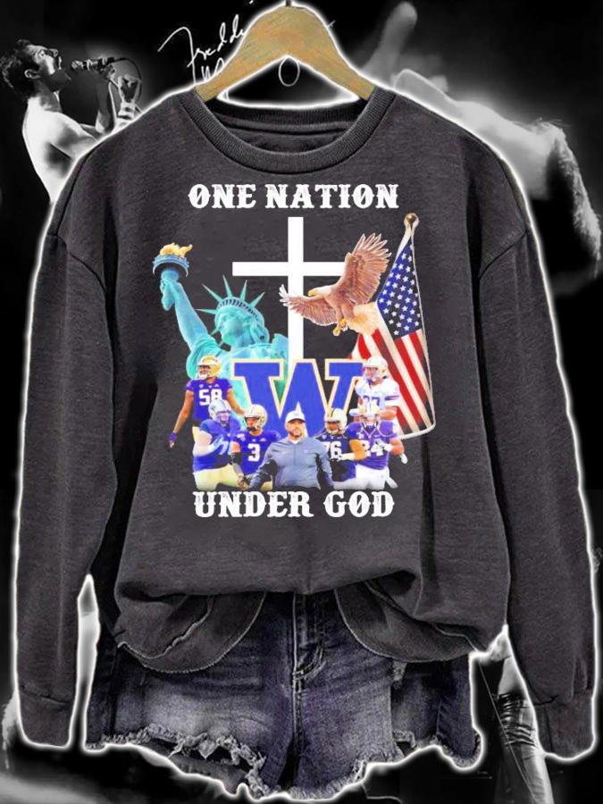 One nation America Washington Huskies under God shirt sweatshirt