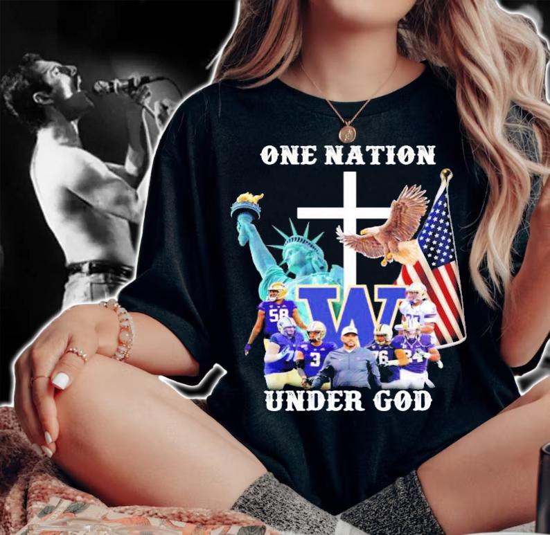 One nation America Washington Huskies under God shirt woman shirt