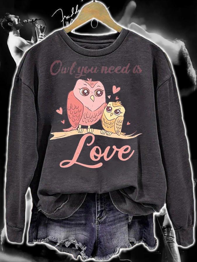 Owl Cuddle Love Forest Animal Uhu Partner Sweet T-Shirt sweatshirt