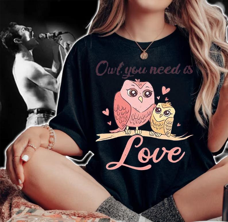 Owl Cuddle Love Forest Animal Uhu Partner Sweet T-Shirt woman shirt