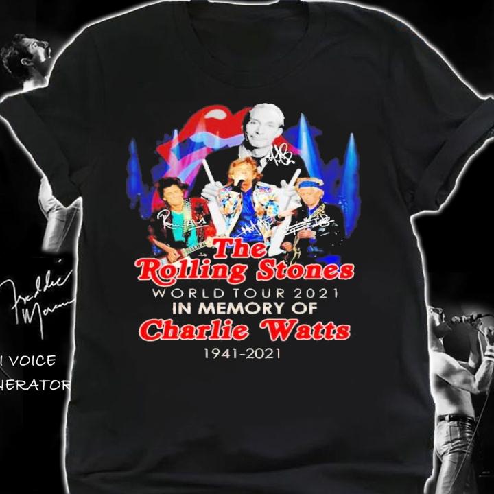 The Rolling Stones world tour 2021 in memory of Charlie Watts signatures shirt shirt